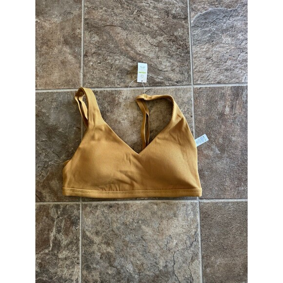 OFFLINE By Aerie Ribbed Plunge Sports Bra Honey Size Large - Picture 5 of 11